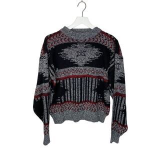 Vintage Fashion Police Patterned Grandpa Sweater - Men's Size L